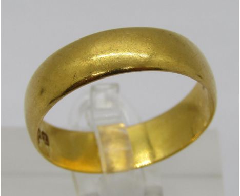 Antique 22ct wedding ring, size O/P, 4.2g 