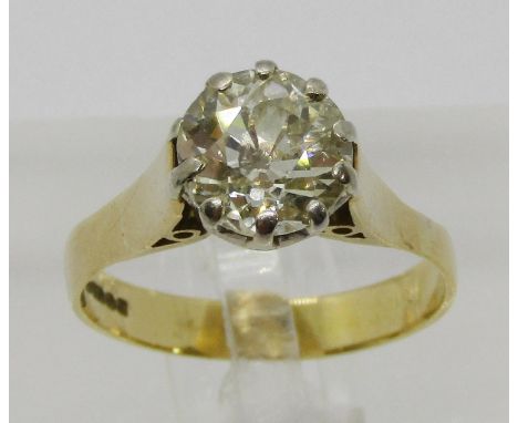 18ct claw set diamond solitaire ring, 1.75ct approx, maker 'MJJ', Birmingham 1975, size N, 3.9g