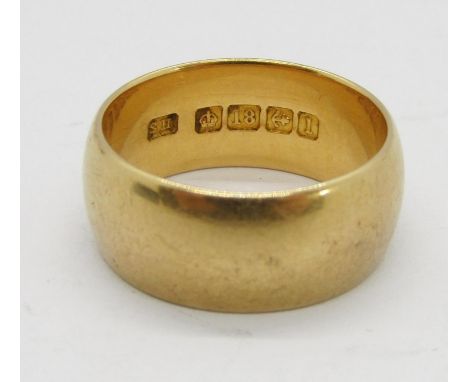 18ct wedding ring, maker Samuel Hope, Birmingham 1910, size M, 8.4g 