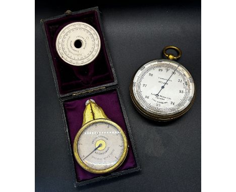 A Short &amp; Mason compensated pocket altitude meter, together with a Morris's Patent Chartometer with seven paper scale cal