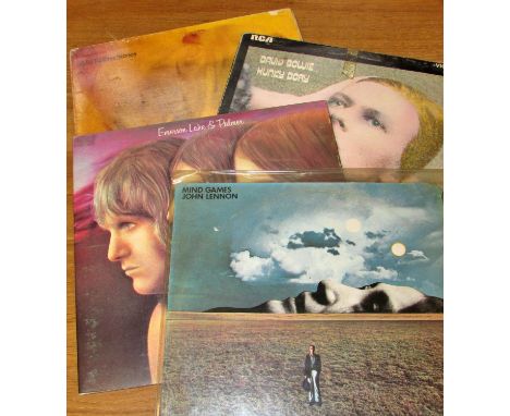 A mixed collection of albums (49) featuring Aretha Franklin, Duke Ellington, Emerson Lake &amp; Palmer, David Bowie, The Roll