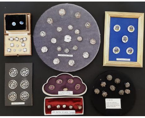 An interesting collection of mixed buttons including Art Nouveau hallmarked silver buttons, antique white metal filigree ball