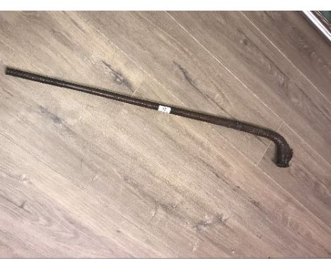 EARLY 20THC COPPER CLAD DRAGON HEAD SWORD STICK 30CM BLADE 93CM LONG