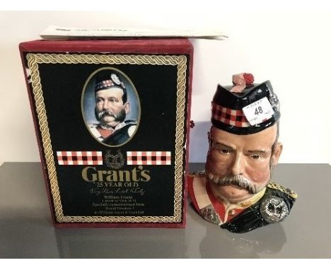 ROYAL DOULTON UNOPENED WILLIAM GRANT & SONS 25 YEAR OLD SCOTCH WHISKEY CHARACTER DECANTER 1 OF 500 FILLED IN 1986 IN PRESENTA