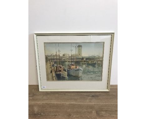 ALAN R COOK RSMA 1920-1974 WATERCOLOUR PAINTING NORTH SHIELDS THE GUT SIGNED LOWER RIGHT 50 X 35CM