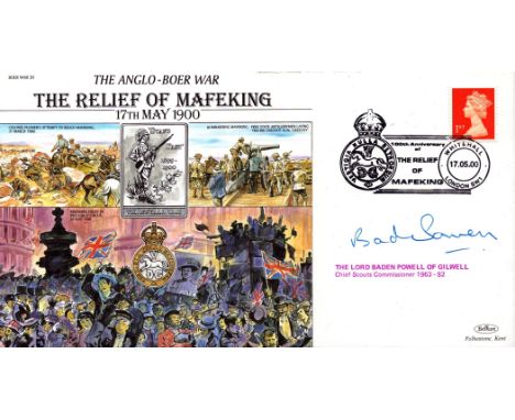 Lord Baden Powell of Gilwell signed FDC The Anglo-Boer War the Relief of Mafeking 17th May 1900. 1 stamp 1 postmark. Postmark