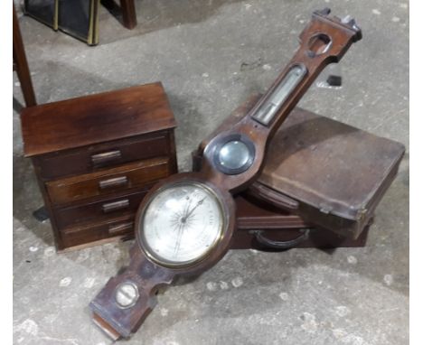 Two small cases, a bank of drawers, a barometer, etc,