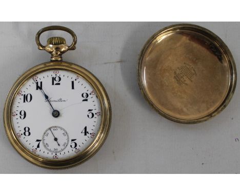 Gold plated open face Hamilton Watch Co. pocket watch (no glass). Serial number 641190