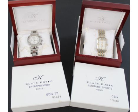Two Klaus Kobec watches, gents Entrepreneur EDG and a gents Couture Sport CSG, all with boxes not tested