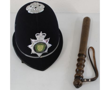 Lincolnshire Police helmet and wooden truncheon also includes George IV Special Constabulary medal presented to Joseph Tuxwor