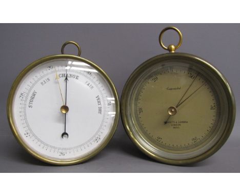 Negretti &amp; Zambra 18150 compensated brass cased aneroid barometer &amp; unnamed brass barometer