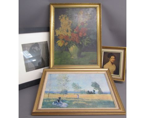 4 framed prints includes Monet L'Ete, Picasso, Munch