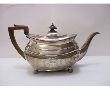 A George III silver teapot of stepped, rectangular form by Alice and George Burrows II London, 1809, 733 grams