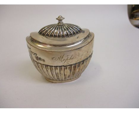 A late Victorian silver tea caddy, London 1899 of Queen Anne style, 177 grams, 3 1/2 h