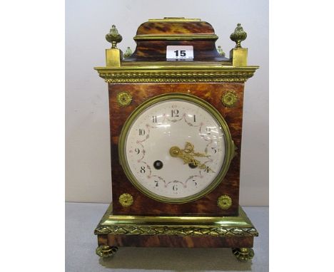 A 19th century French gilt metal and tortoiseshell 8 day bracket clock by Marti et Cie, the two train movement, with lever pl
