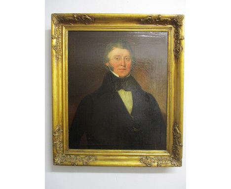 Late 19th century British School - a half length portrait of a man wearing a white shirt, a black bow tie and jacket, oil on 