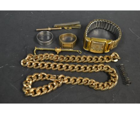 Gentleman's Jewellery - a 9ct gold signet ring, 8g; a gold plated necklace; an Oris 15 manual wristwatch; etc.