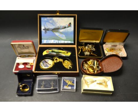 Cufflinks, rings, tie clips, etc including Air force interest