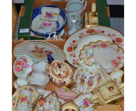 Ceramics - a  Royal Crown Derby, Royal Pinxton Roses fluted desert plate; a Bali pattern 27cm plate, Posies jugs and trinkets