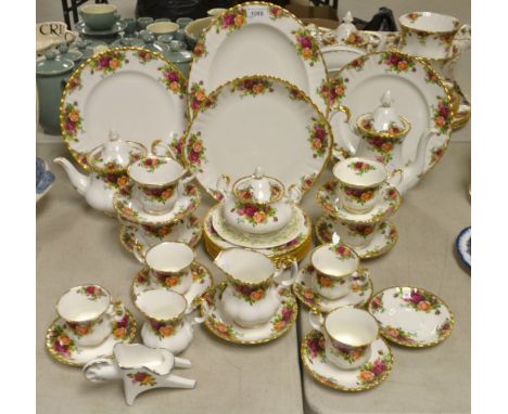 A Royal Albert Old Country Roses pattern tea and coffee set, cups, saucers, tea plates, sucrier and cover, milk and cream jug