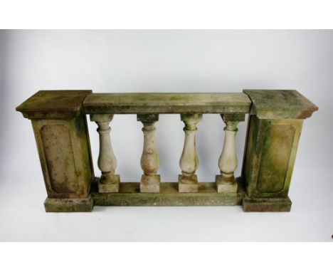 †A section of carved stone balustrademodern 91cm high by 180cm wide
&nbsp;
This is a daggered Lot - VAT is charged on the ham