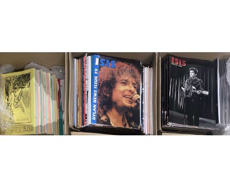 Approx 215 copies of Bob Dylan fan club magazine 'Isis'. An almost unbroken run from issue 1-218 with exception of #18,19, 15