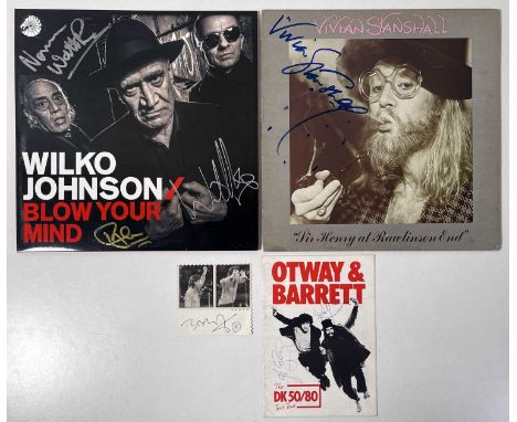 Four signed items to include: cutting (10x9.5cm) signed by Bob Geldof, Otway / Barret tour programme signed by both, a copy o