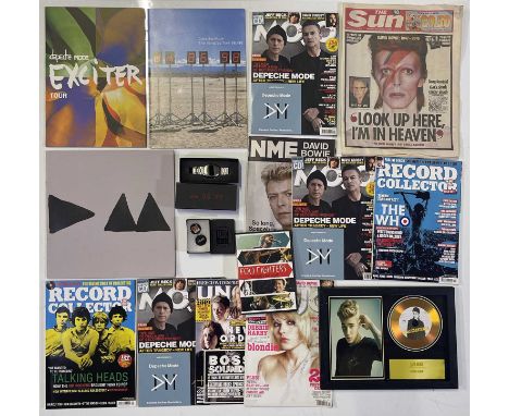 A good selection of Depeche Mode memorabilia and ephemera to include: c 1998 'Singles Collection' digital watch in box, a pai