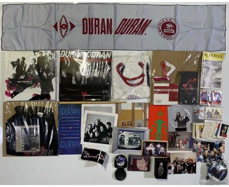 Collection of Duran Duran memorabilia and ephemera to inc: 1980s Aston Villa Duran Duran t-shirt (L, still sealed) and banner