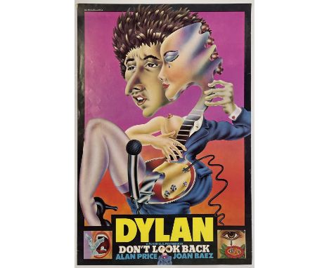 An original poster advertising Bob Dylan 1965 tour film 'Don't Look Back' (1967) by D.A. Pennebaker. Measures 20x30". Strong 