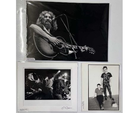 Three photo prints by Virginia Turbett to inc: Adam Ant and Marco Pirroni (approx 10x8") a vintage darkroom print signed to r