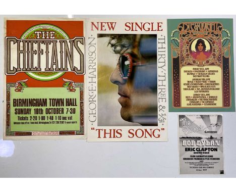 Mixed selection of rock and pop posters to include: George Harrison - This Song (20 x 31"), Isle of Wight 2005 (16.5 x 23.5")