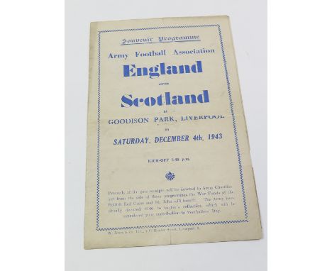 Army FA England v Scotland at Goodison Park, 4th Dec 1943, Souvenir Programme