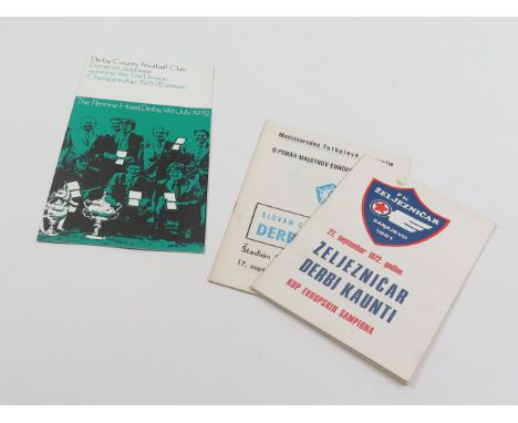 Derby County Rare Dinner Menu for Winning First Division Championship 1971/72 at Pennine Hotel 14/7/1972, plus away games in 