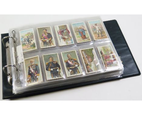 Album containing 9 complete sets, many better including Gallaher - Types of the British Army 1-50 & 51-100 (mixed back), Lamb