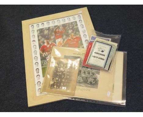 Rugby prints etc inc British Lions large Poster for 1997 Tour of South Africa 'Lions Victorious Limited Edition 51/480', also