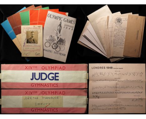 Olympic Games 1948 Gymnastic relating to Philip Henry Seymour who as an Official involved with the Gymnastics section, lot in