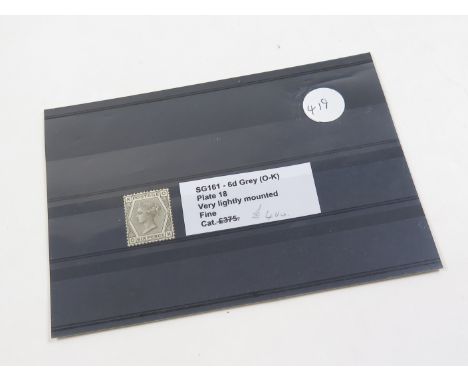 GB - QV Surface printed 6d grey (O-K) SG161 Plate 18, fine, very lightly mounted mint, cat £400