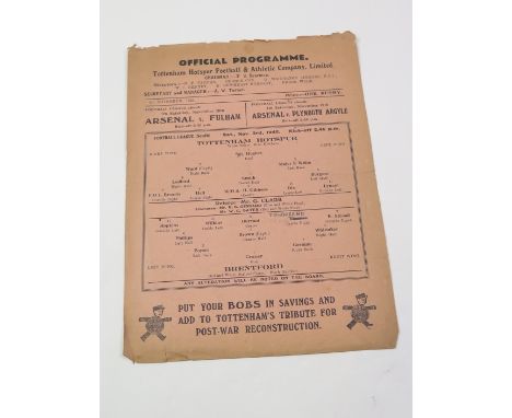 Tottenham v Brentford F/L South 3rd Nov 1945