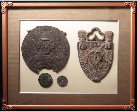 Two Billy and Charles and two other pieces typically found in the River Thames, framed and with ticket on the back which stat