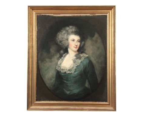 A 19TH CENTURY OIL ON CANVAS. PORTRAIT OF A LADY IN THE MANNER OF JOHN CONSTABLE 76cm high 64cm wide - in a modern gilt frame
