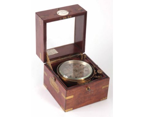 WHYTE, THOMSON &amp; CO. GLASGOW. A LATE 19th CENTURY MARINE CHRONOMETER the brass gimbaled case enclosing a 4" silvered engr