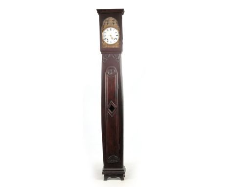 PIERRE PHILIPPON, a MEZERIEAX. A LATE 19th CENTURY FRENCH EBONISED COMTOISE CLOCK having a tall slender bombe shaped case wit