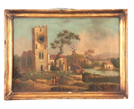 THOMAS BROWN, BIRMINGHAM. No. 49308. AN UNUSUAL GEORGE III ENGLISH FUSEE PICTURE CLOCK WITH AUTOMATON OF SMALL PROPORTIONS th