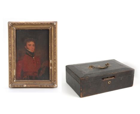 Of Maritime/East Indies Co. interest  EARLY 19TH CENTURY OIL ON HARDWOOD PANEL Bust Portrait of Capt. W. J. Bradford 30.5cms 