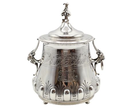 Gorham Sterling Sucrier with animal motif handles, highly ornamented Approx 19.93 ozt Size: 5 1/2 x 5 1/2 x 6 1/2 in. #21