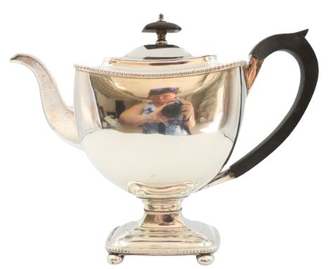 Early Coin Silver Teapot 34.4 ozt Georgian Form footed teapot. Size: 11 1/2 x 5 x 8 1/2 in. #1111