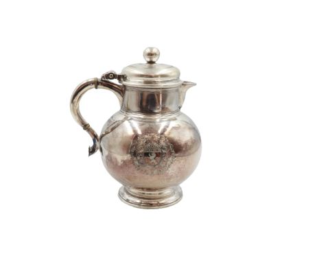 English George III Crested Pitcher with early crowned leopard London marks. Exuberantly engraved family crest/coat of arms 18