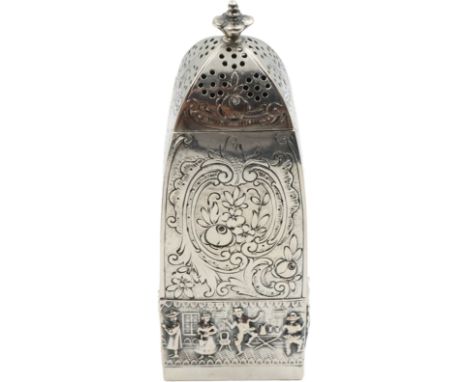 Dutch Silver Sugar Caster Figural Scene 5.3 ozt Size: 2 x 2 x 5 1/2 in. #1069