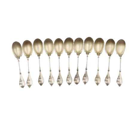 M. Huffman Sterling Silver (11) Gilt Spoons 6.2 oz Size: 5 3/4 in. 1374